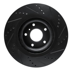 Infiniti QX55 Brake Rotor (1) - Front Left - R1 Concepts - Drilled & Slotted - Black - `19-`24